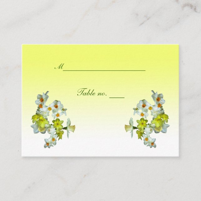 Yellow Floral Wedding Escort Card (Front)