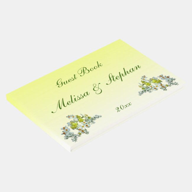 Yellow Floral Wedding Guest Book