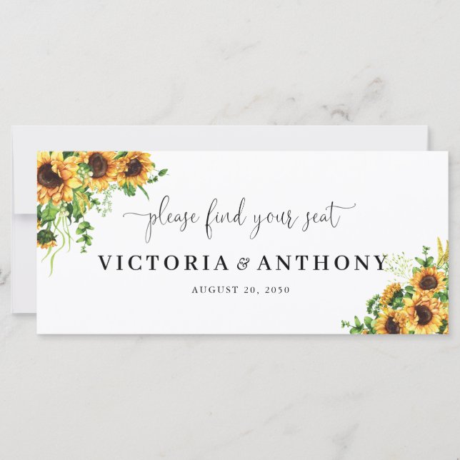 Yellow Floral Wedding Head Table Sign (Front)