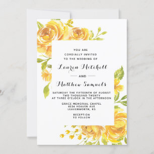 Yellow Floral Wedding Invitation