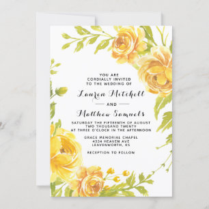Yellow Floral Wedding Invitation