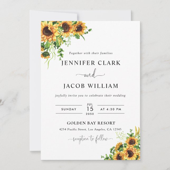 Yellow Floral Wedding Invitation (Front)