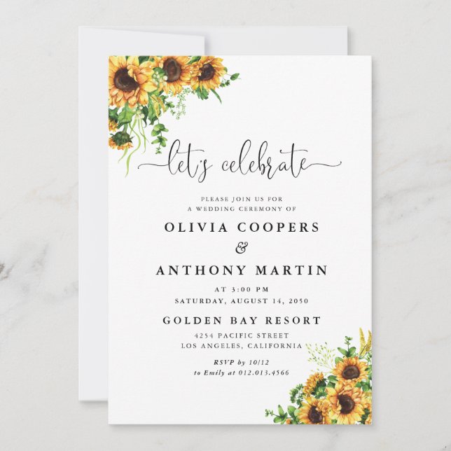 Yellow Floral Wedding Invitation (Front)