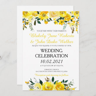 Yellow Floral Wedding Invitation