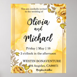 yellow floral wedding invitation wedding poster