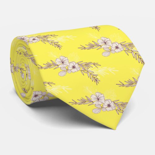 Yellow Floral Wedding  Neck Tie