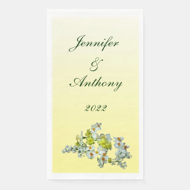 Yellow Floral Wedding Paper Guest Towel