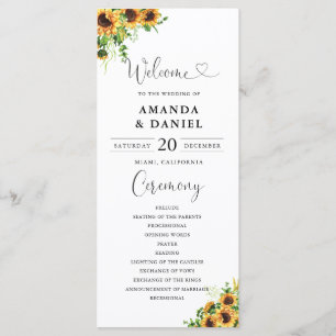 Yellow Floral Wedding Program