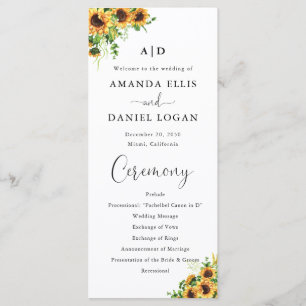 Yellow Floral Wedding Program