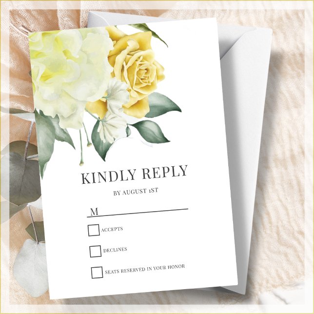 Yellow Floral | Wedding RSVP Card (Creator Uploaded)