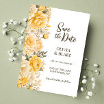Yellow Floral Wedding Save The Date<br><div class="desc">This modern yellow rose floral wedding save the date is designed for couples seeking sophistication and timeless beauty in announcing their special day to loved ones. Bring joy to your guests' mailboxes and evoke excitement for your upcoming nuptials with this Save-the-Date.</div>