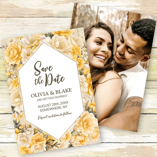 Yellow Floral Wedding Save The Date (Creator Uploaded)