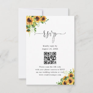 Yellow Floral Wedding Website QR Code RSVP Card