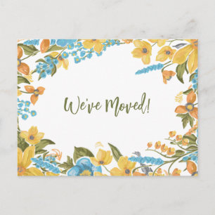 Yellow Floral We've Moved New Home Announcement Postcard