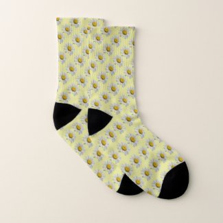 Yellow Floral White Daisy Pattern Socks