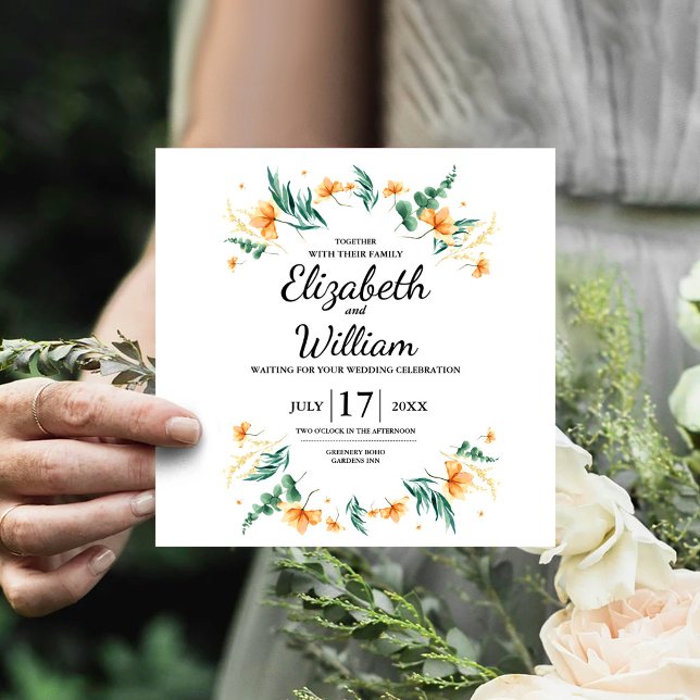 Yellow Floral Wildflower Save the Date Wedding Invitation (Yellow Floral Wildflower Save the Date Wedding Invitation, Garden Party Wedding)