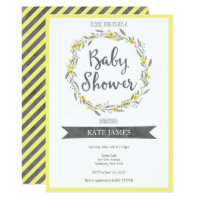 Yellow Floral Wreath Baby Shower Invitation