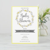 Yellow Floral Wreath Baby Shower Invitation (Standing Front)