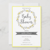 Yellow Floral Wreath Baby Shower Invitation (Front)