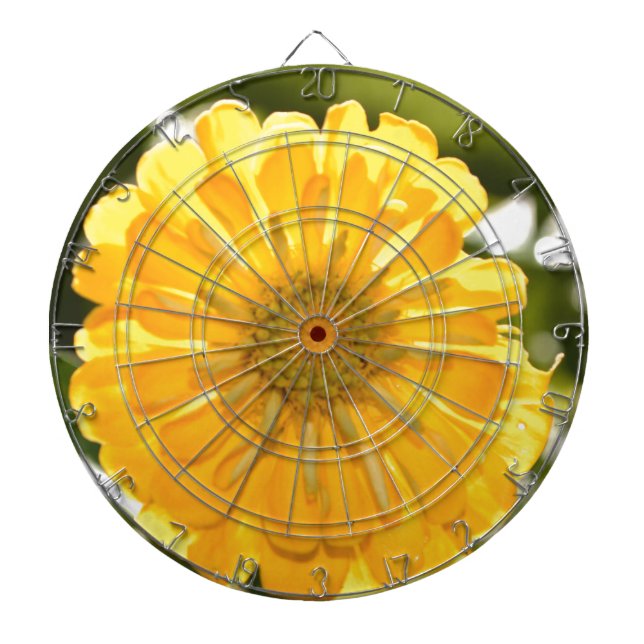 Yellow floral yellow flower yellow daisy dartboard (Front)