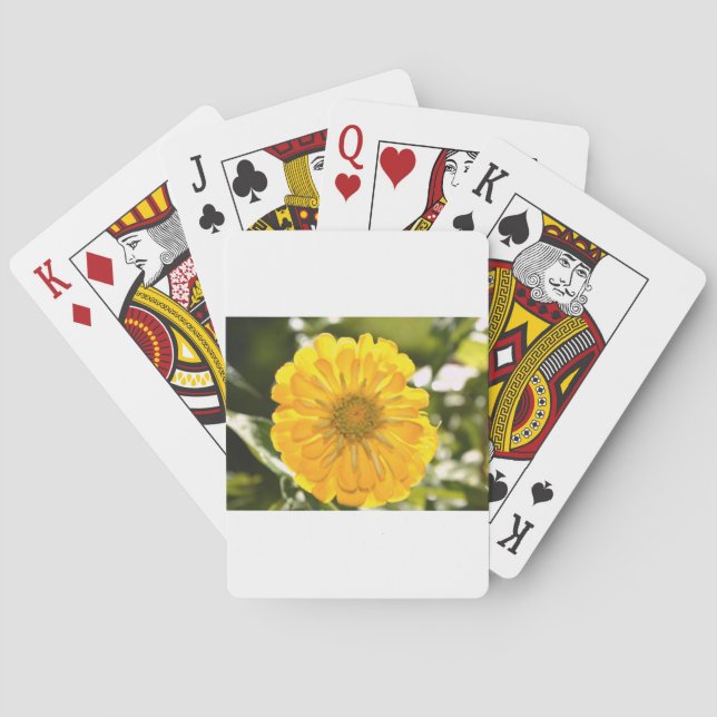 Yellow floral yellow flower yellow daisy poker cards (Back)