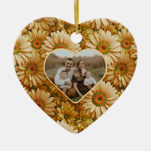 Yellow floral yellow sunflower yellow daisies  ceramic ornament