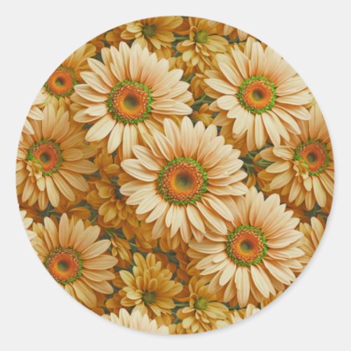 Yellow floral yellow sunflower yellow daisies  classic round sticker