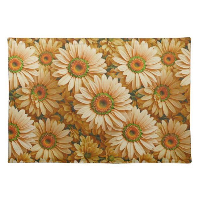 Yellow floral yellow sunflower yellow daisies  cloth placemat (Front)