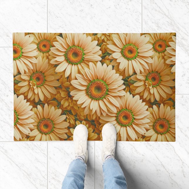 Yellow floral yellow sunflower yellow daisies  doormat (Indoor)