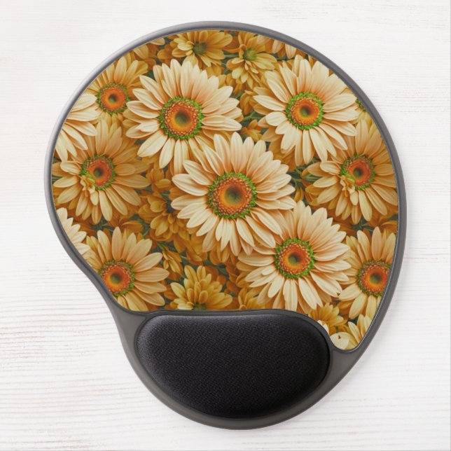 Yellow floral yellow sunflower yellow daisies  gel mouse pad (Front)