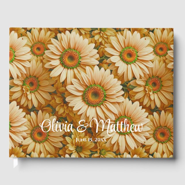 Yellow floral yellow sunflower yellow daisies  guest book (Front)