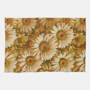 Yellow floral yellow sunflower yellow daisies kitchen towel