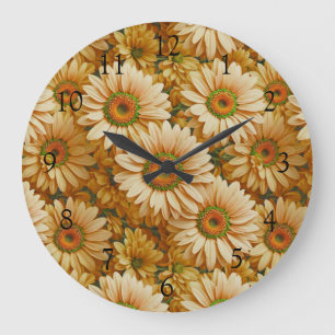 Yellow floral yellow sunflower yellow daisies large clock
