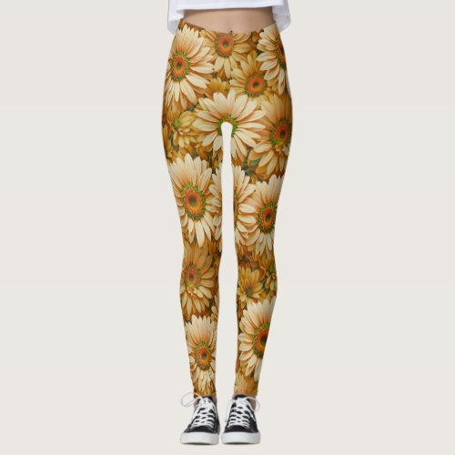 Yellow floral yellow sunflower yellow daisies  leggings