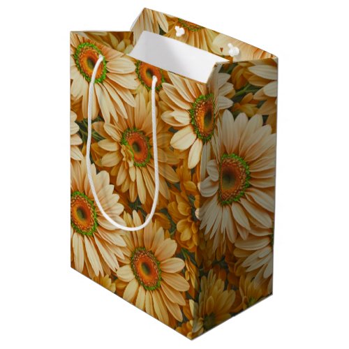Yellow floral yellow sunflower yellow daisies  medium gift bag