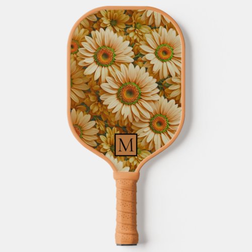 Yellow floral yellow sunflower yellow daisies  pickleball paddle