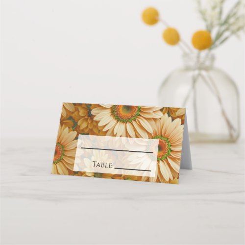 Yellow floral yellow sunflower yellow daisies  place card