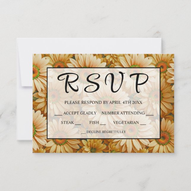 Yellow floral yellow sunflower yellow daisies  RSVP card (Front)