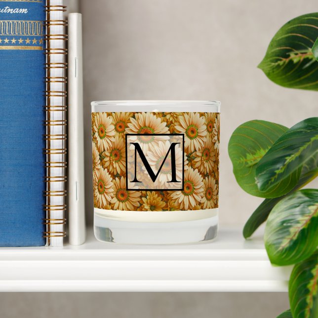 Yellow floral yellow sunflower yellow daisies  scented candle (Shelf)