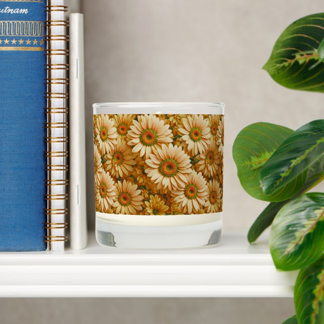 Yellow floral yellow sunflower yellow daisies  scented candle (Shelf)