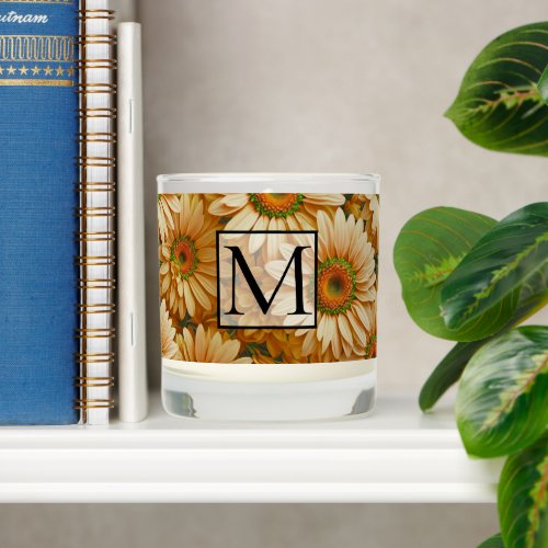 Yellow floral yellow sunflower yellow daisies  scented candle