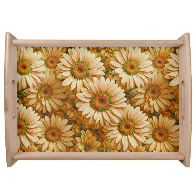 Yellow floral yellow sunflower yellow daisies  serving tray (Front)