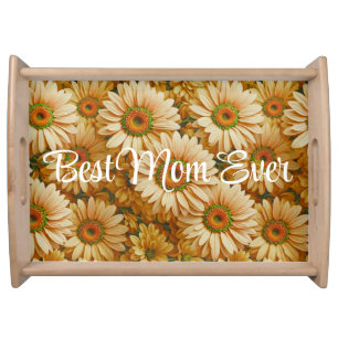 Yellow floral yellow sunflower yellow daisies serving tray