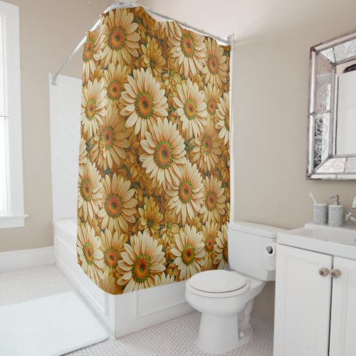 Yellow floral yellow sunflower yellow daisies  shower curtain