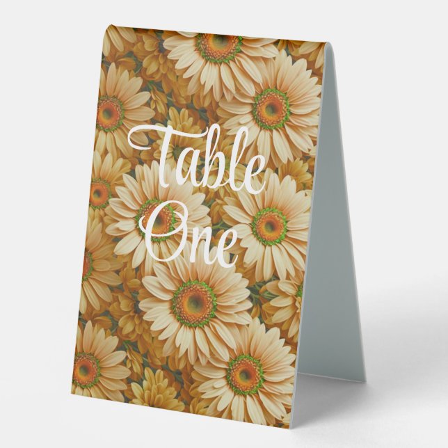 Yellow floral yellow sunflower yellow daisies  table tent (Front)
