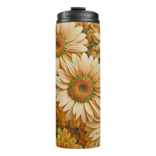 Yellow floral yellow sunflower yellow daisies  thermal tumbler