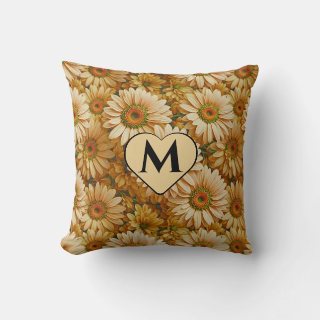 Yellow floral yellow sunflower yellow daisies  throw pillow (Front)
