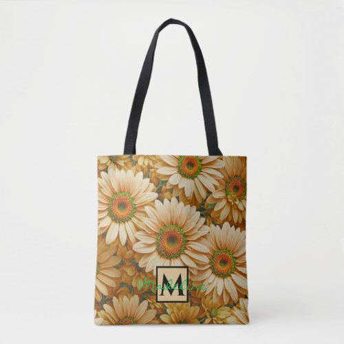 Yellow floral yellow sunflower yellow daisies  tote bag
