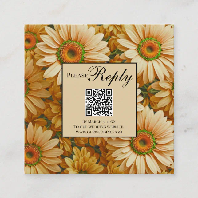 Yellow floral yellow yellow daisies qr code enclosure card | Zazzle