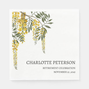 Yellow Florals Retirement Party Napkins